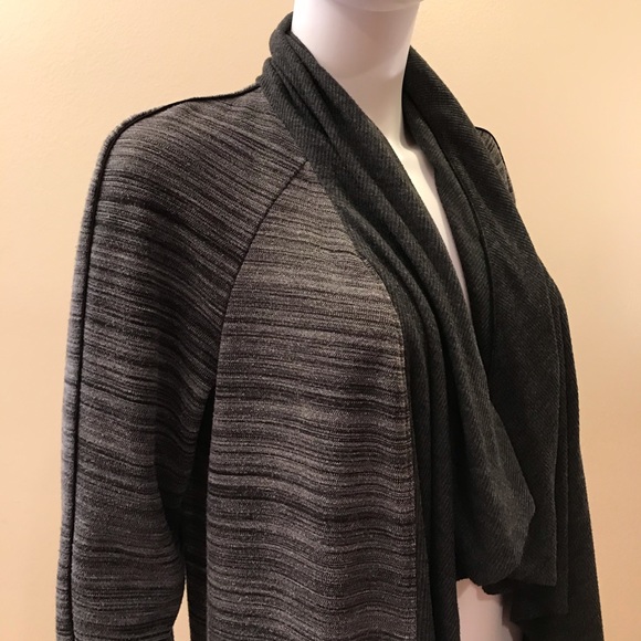 H by Halston Cardigan Sweater Womens Size M Open Front Deep Pockets Dark Grey - Picture 6 of 14